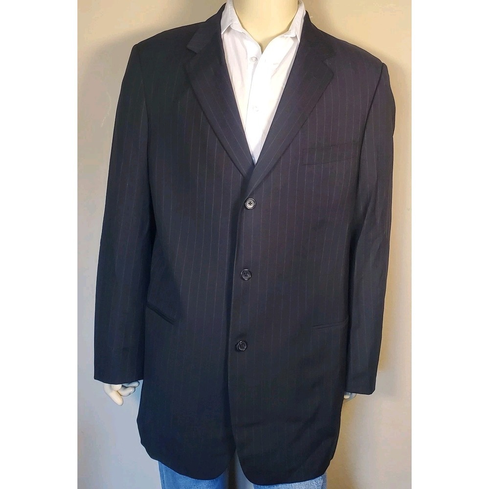 Hugo Boss Einstein Sigma‎ Sport Coat Mens 48L Stripe Wool Blazer Suit Jacket EUC